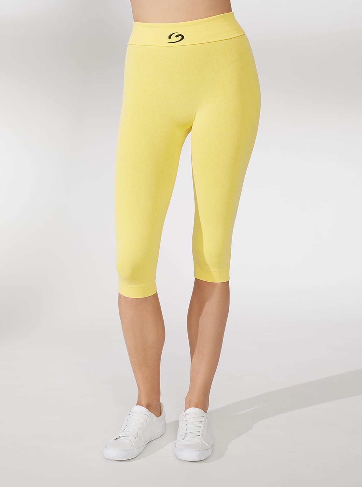 LEGGINGS CAPRI MELANGE PANCIA PIATTA GIALLO