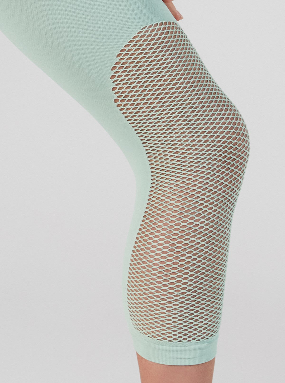 LEGGINGS CAPRI DONNA INSERTO TRAFORATO VERDE ACQUA