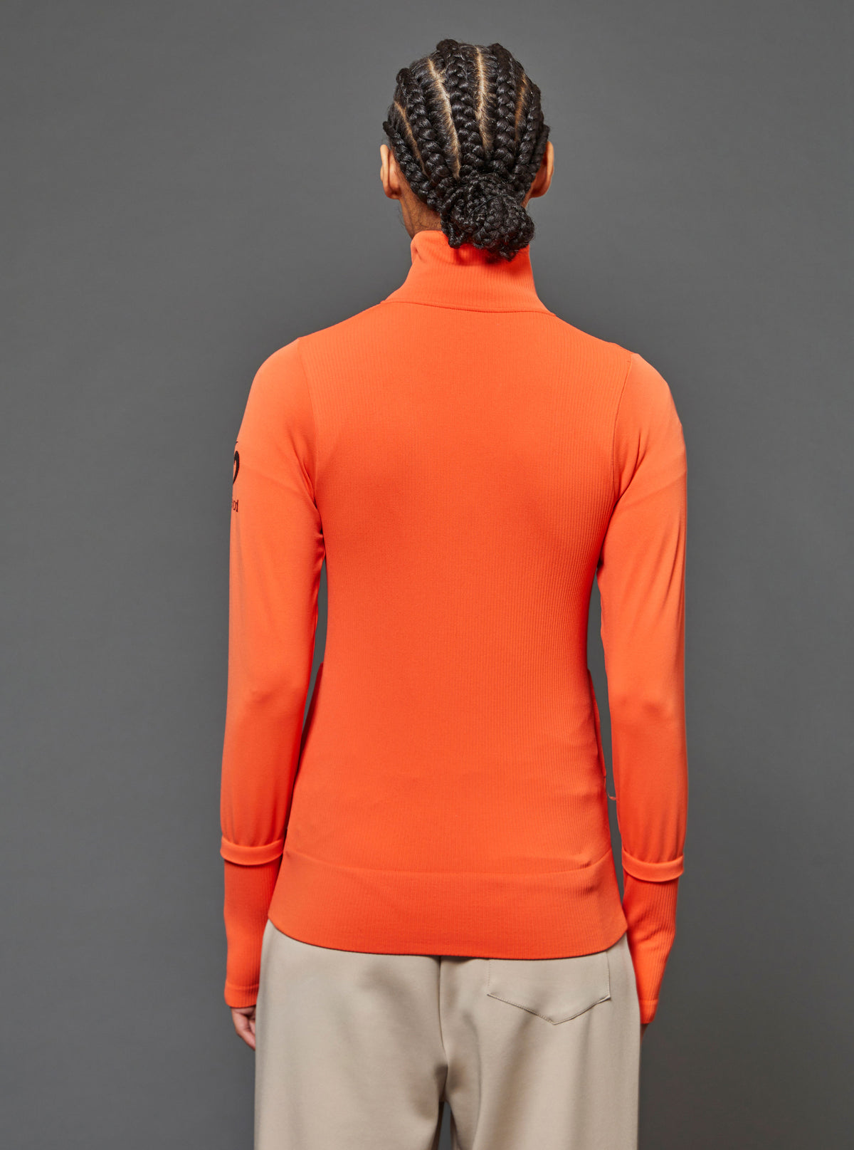 Bioceramic Fleece in Orange Ribbed Fabric
