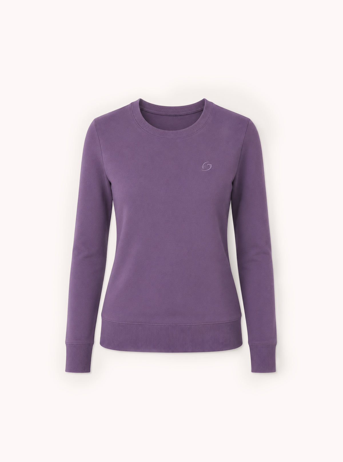 Rundhals-Pullover mit gesticktem Logo in Dunkellila