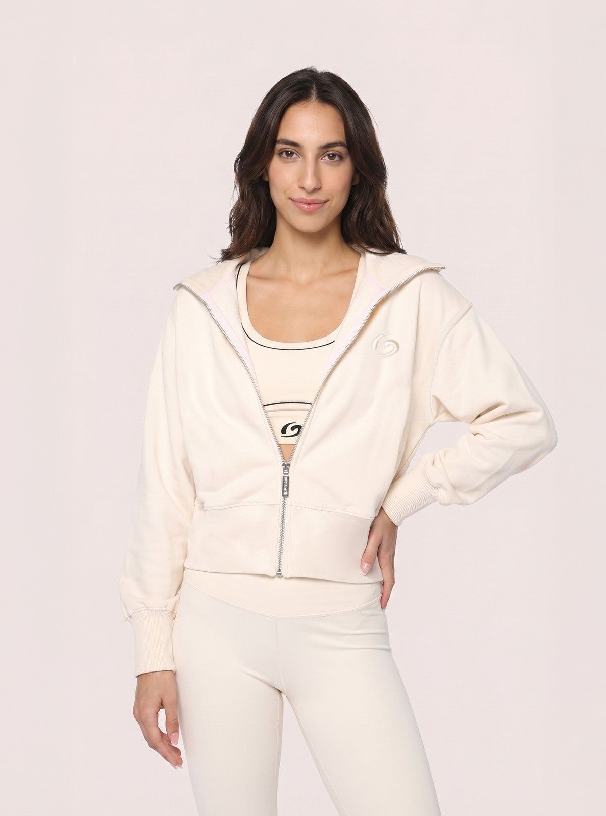 Sweat à Capuche Zippé Urban Flow Crème