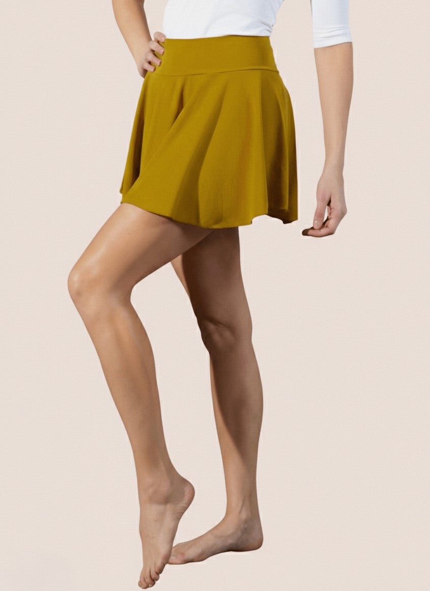 Jupe avec Short Ventre Plat Moutarde