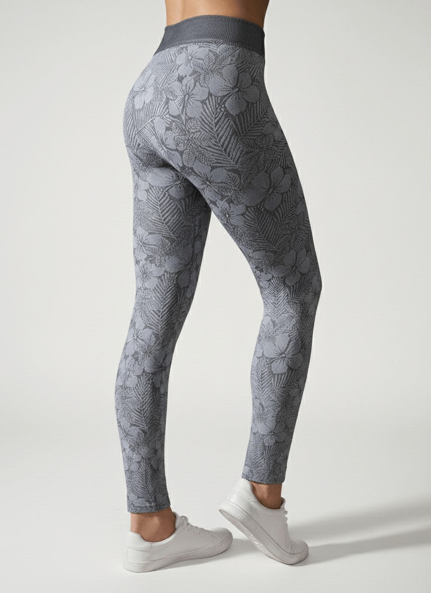 LEGGINGS SUPERSLIM FIORATO NERO E GRIGIO CHIARO