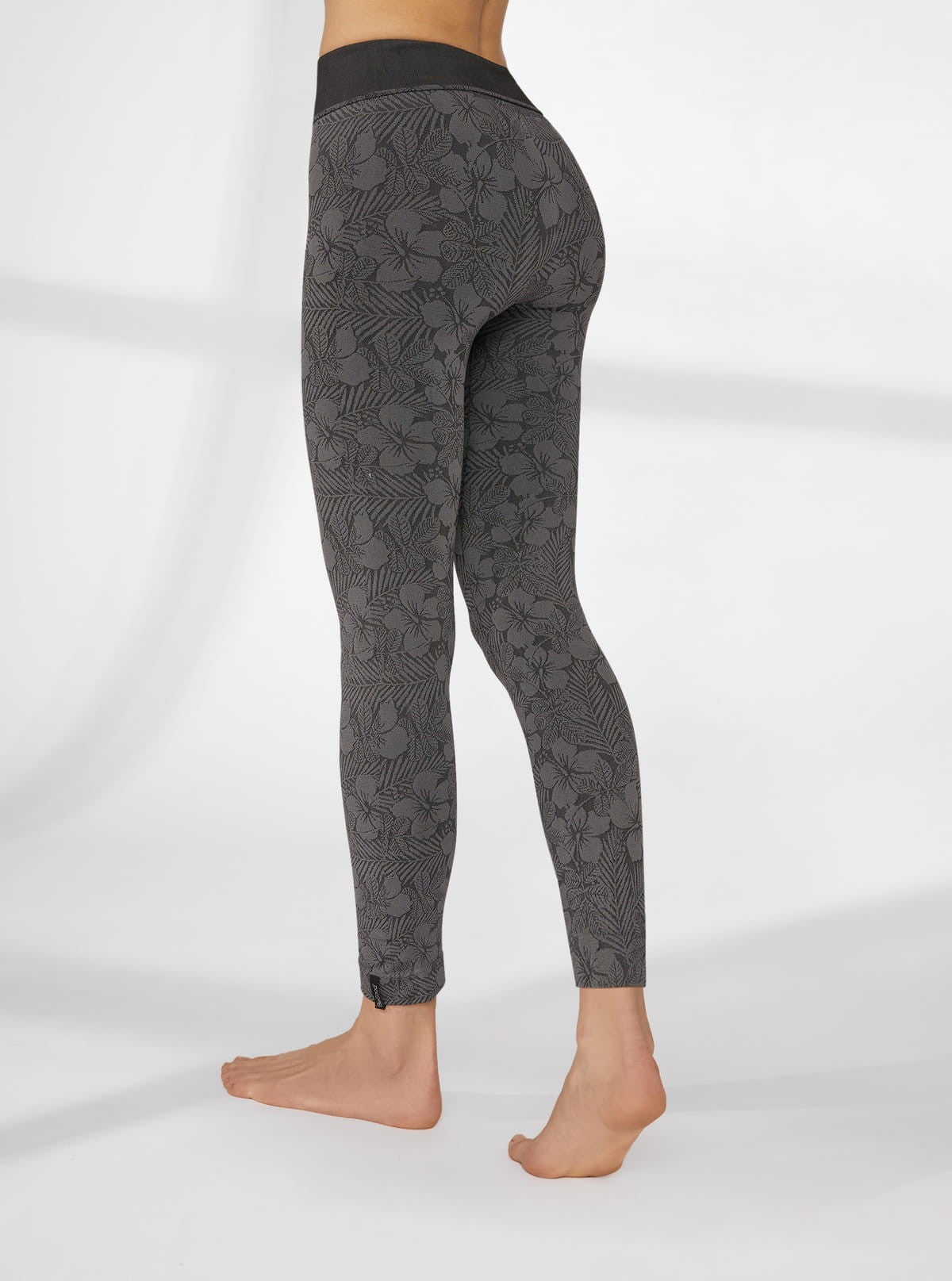 LEGGINGS SUPERSLIM FIORATO NERO E GRIGIO SCURO