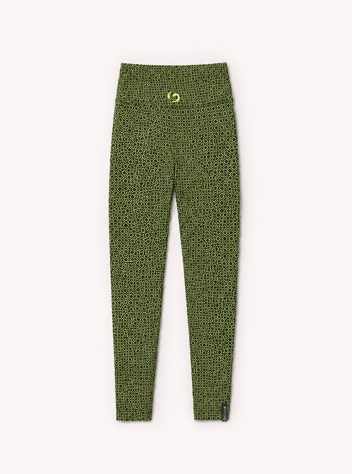 LEGGINGS SUPERSLIM MOTIVO QUADRATO NERO/VERDE LIME