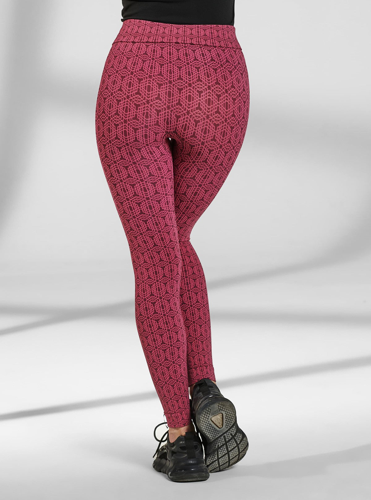 LEGGINGS SUPERSLIM MOTIVO ESAGONALE BORDEAUX/FUCSIA