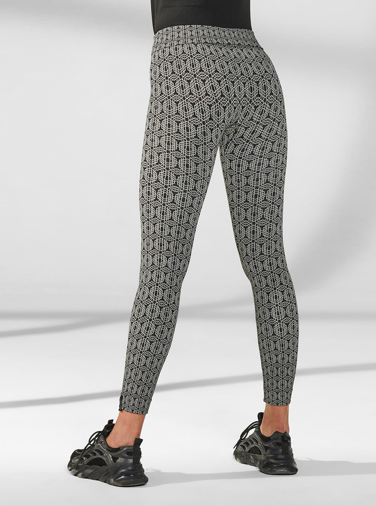 LEGGINGS SUPERSLIM MOTIVO ESAGONALE NERO/BIANCO