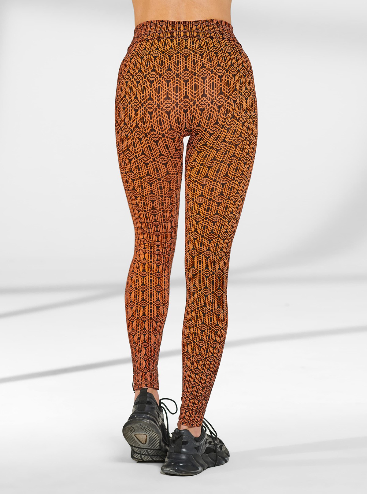 LEGGINGS SUPERSLIM MOTIVO ESAGONALE NERO/ARANCIONE