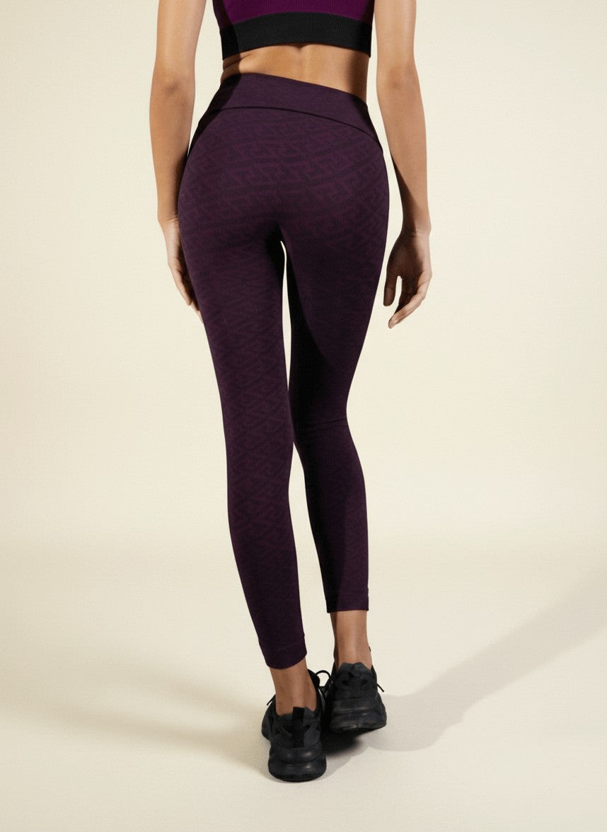 LEGGINGS SUPERSLIM GEOMETRICO PRUGNA/NERO