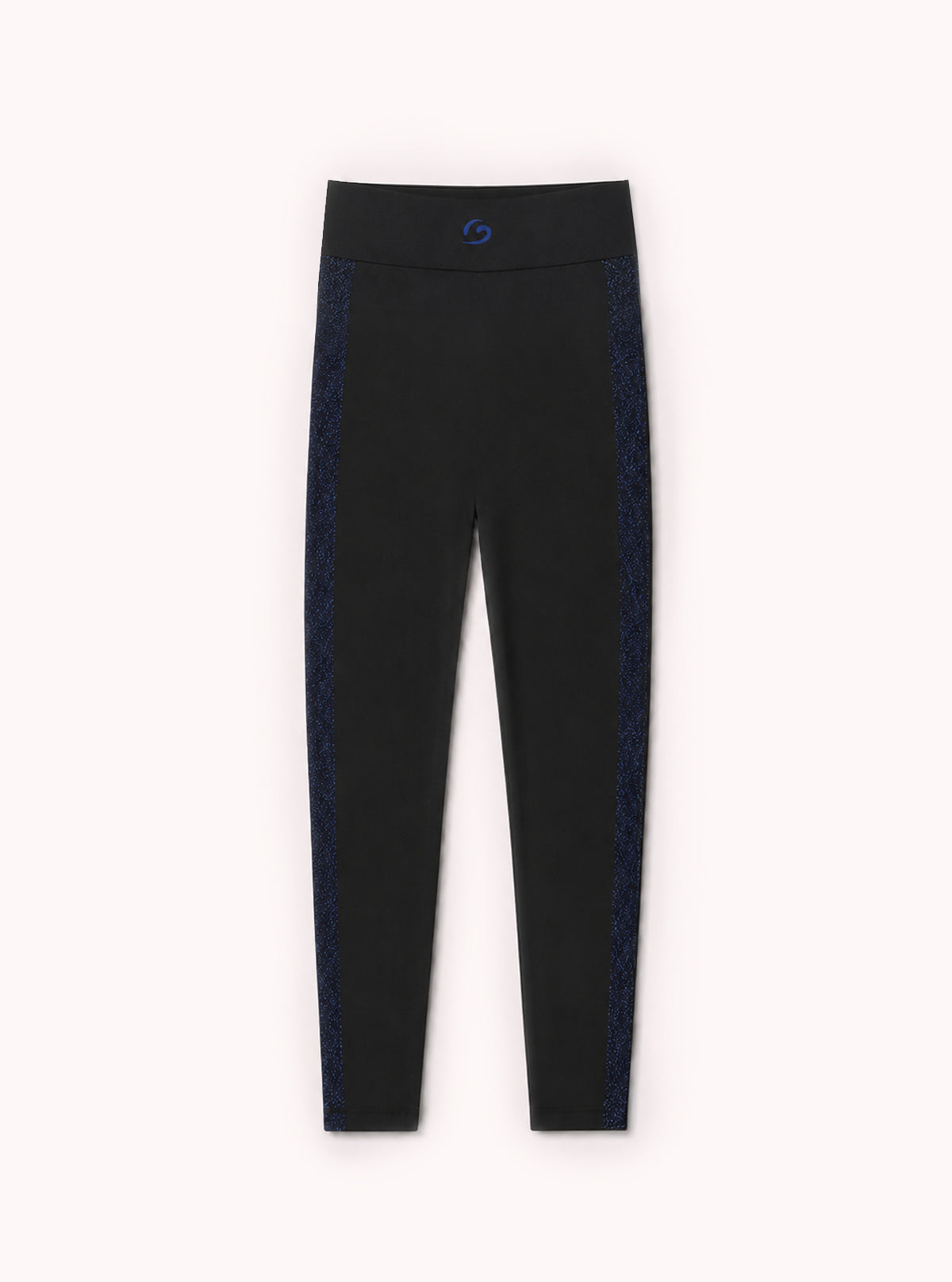 Legging Superslim Bande Laterali Lurex Nero-Lurex Blu
