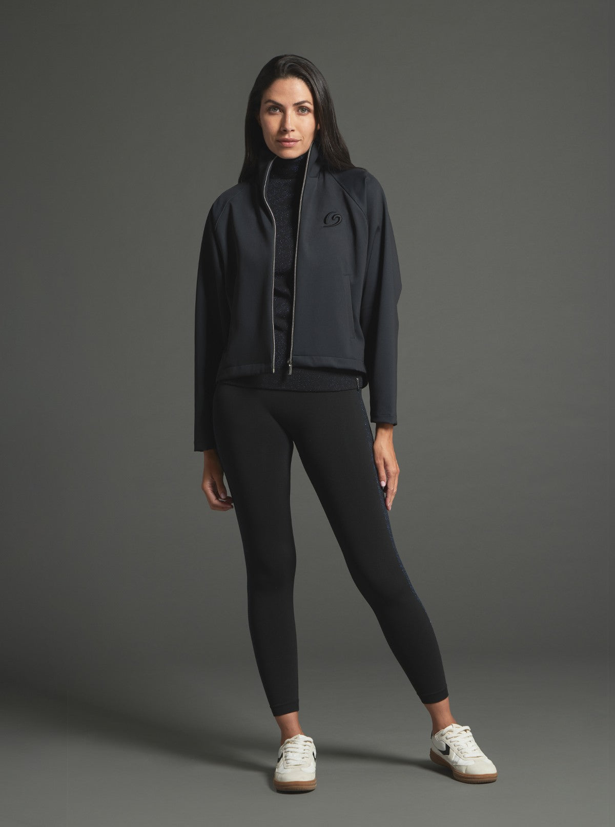 Legging Superslim Bande Laterali Lurex Nero-Lurex Blu