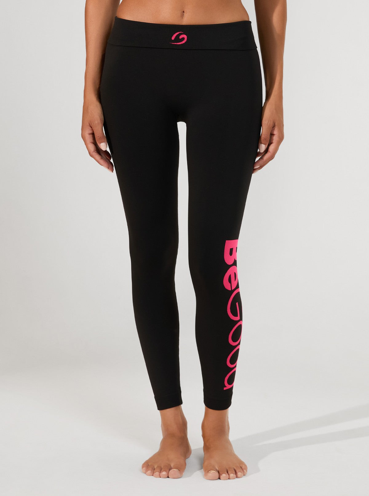 Legging Superslim avec Inscription BeGood Noir Inscription Fuchsia