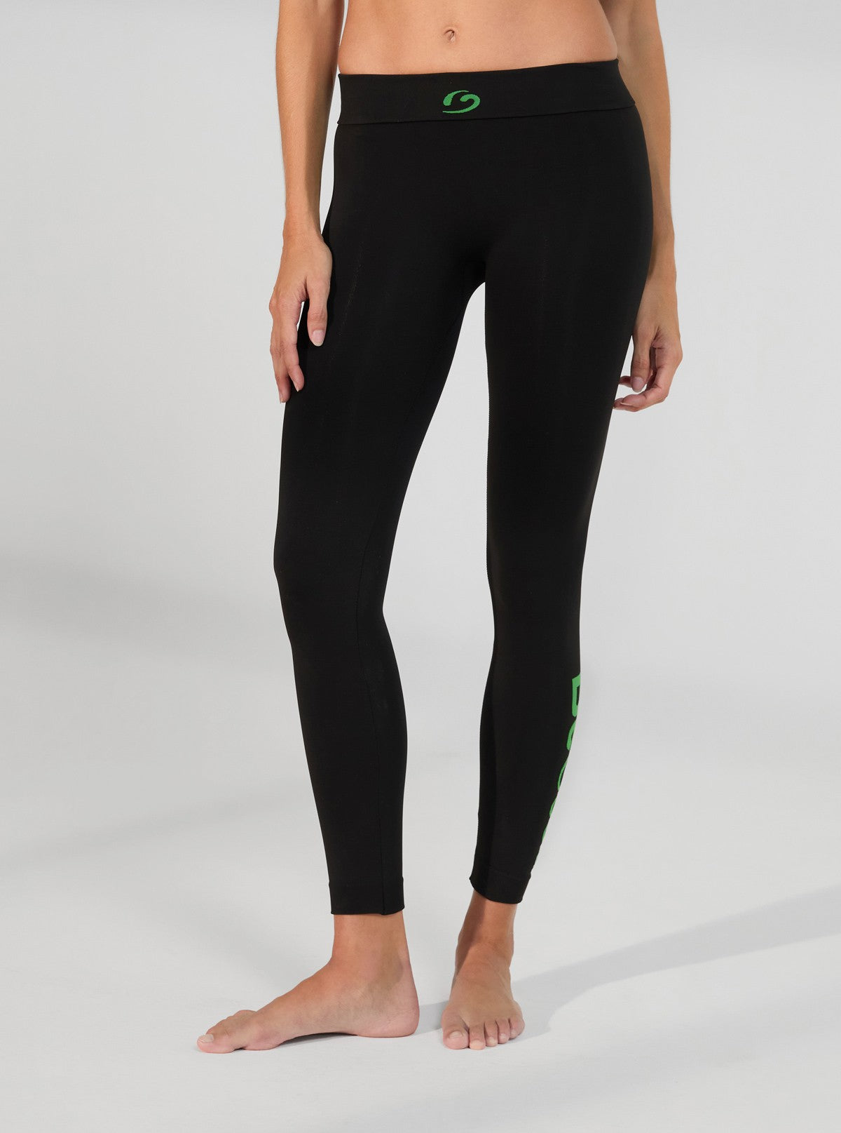 Superslim Sport Leggings mit BeGood Schriftzug Schwarz-Grün