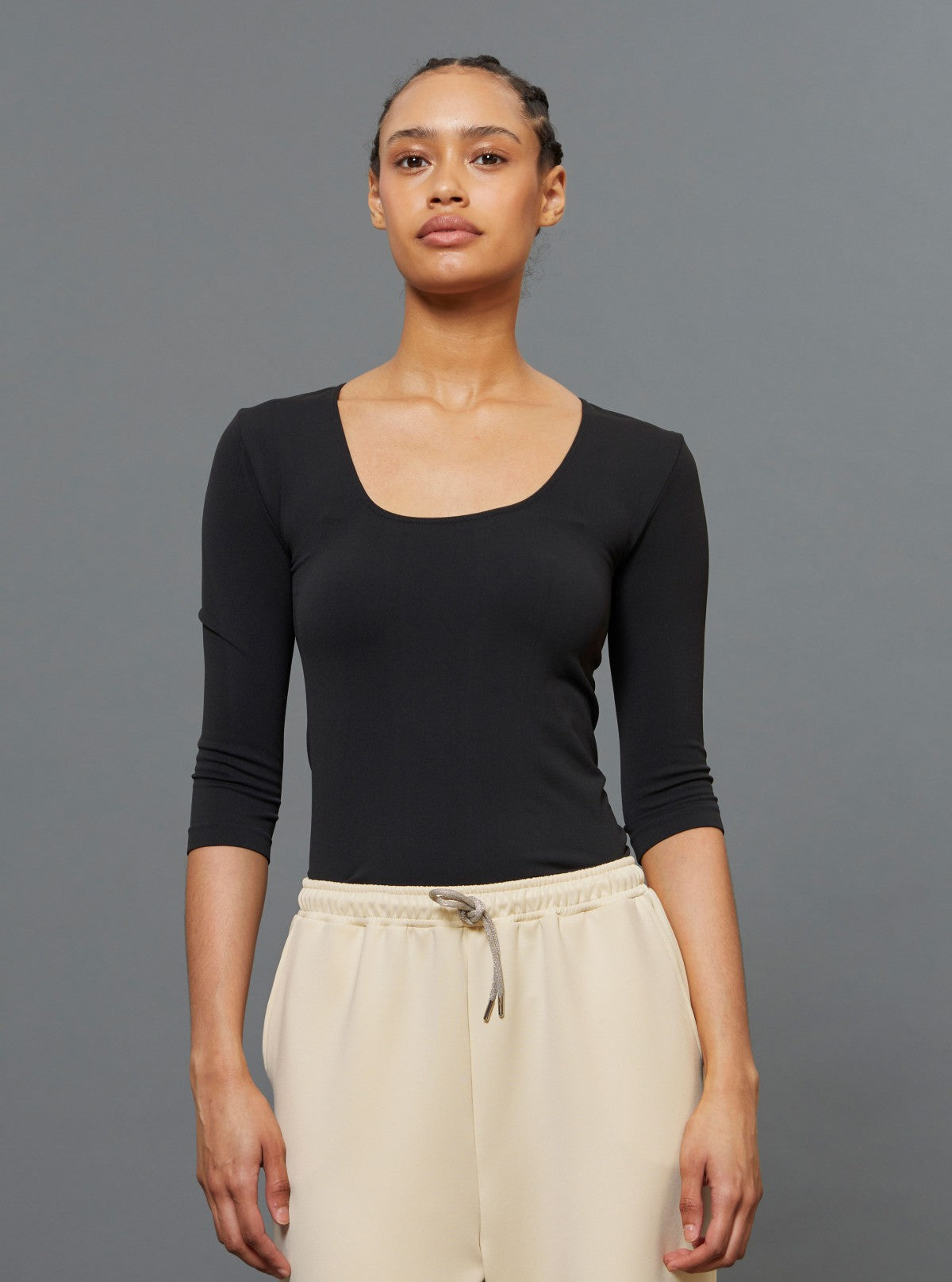 Modellierendes 3/4-Arm-Shirt Schwarz