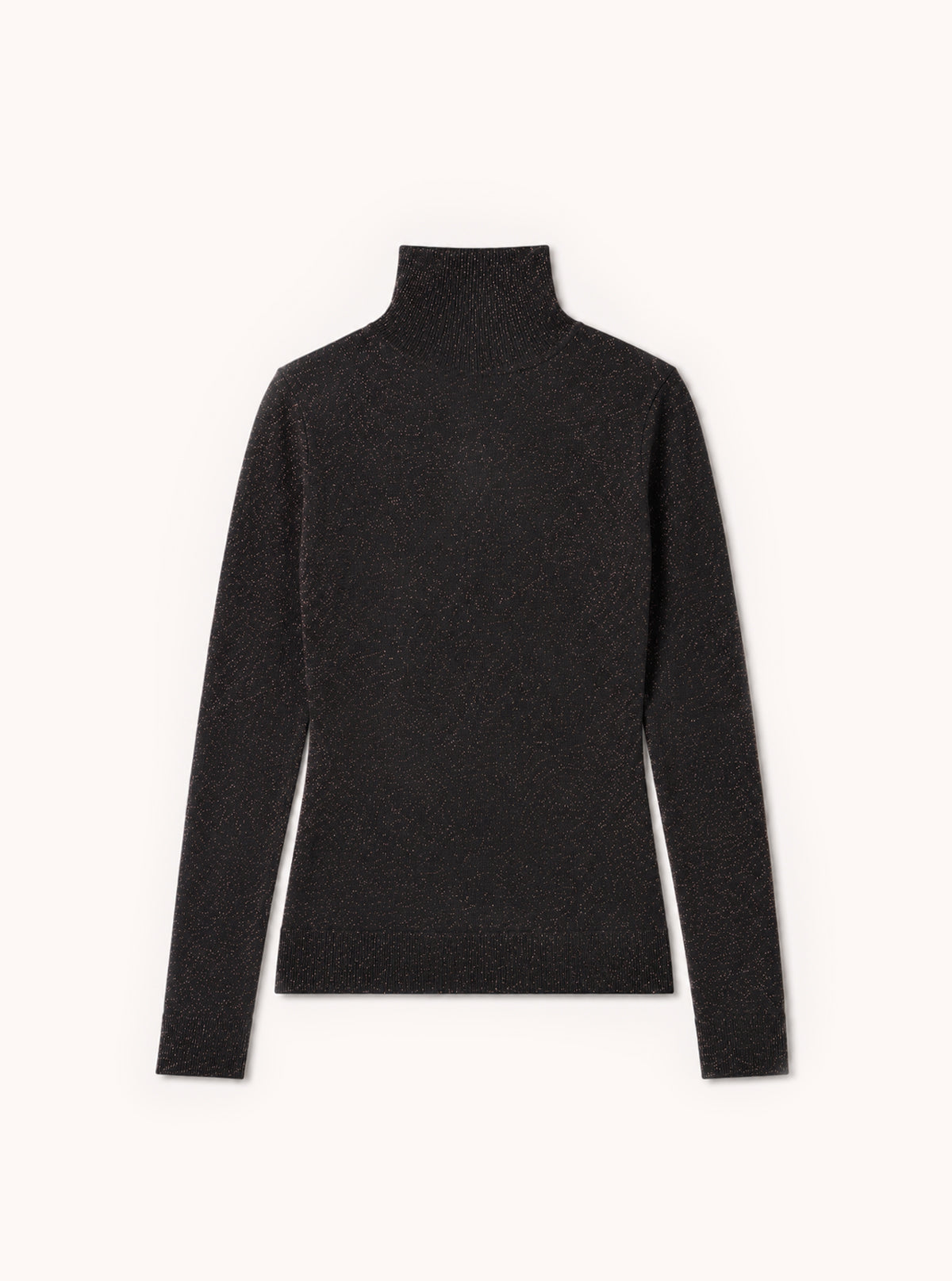 Modellierendes Rollkragen-Shirt Lurex Schwarz-Lurex Braun