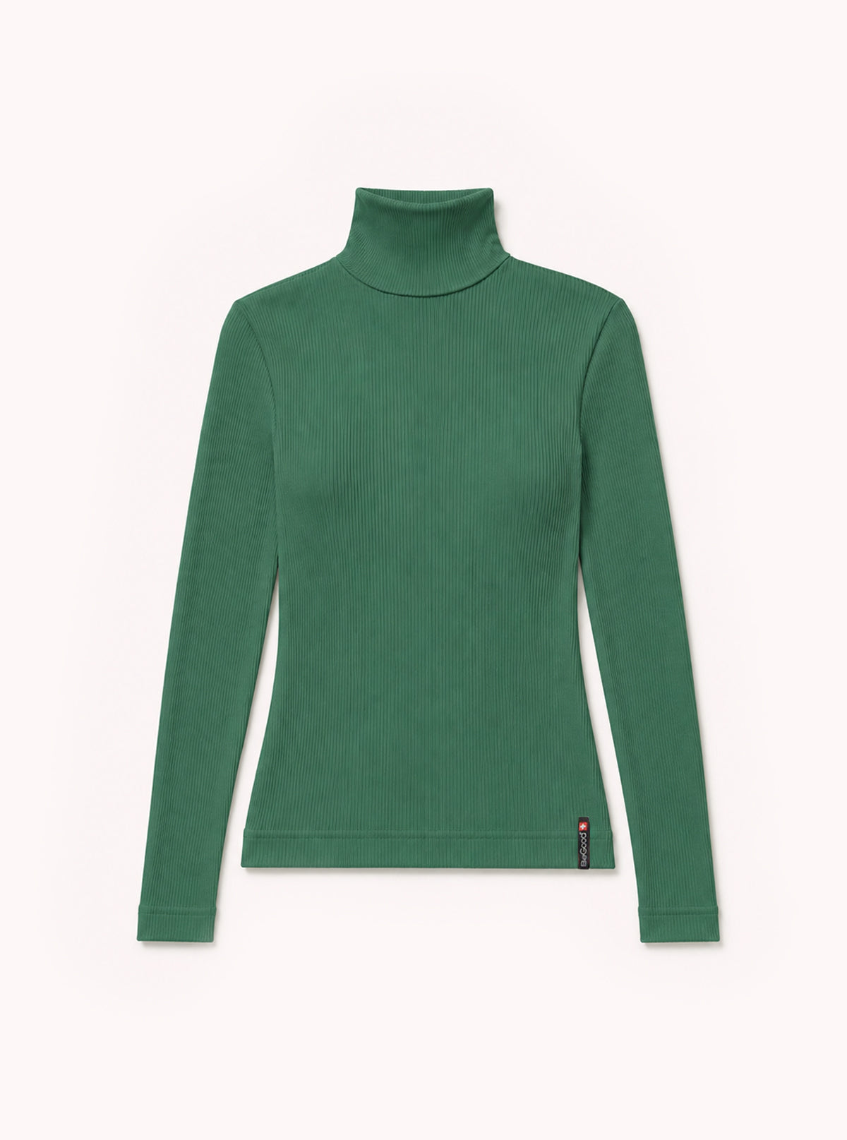 Geripptes Rollkragen-Shirt in Wiesengrün