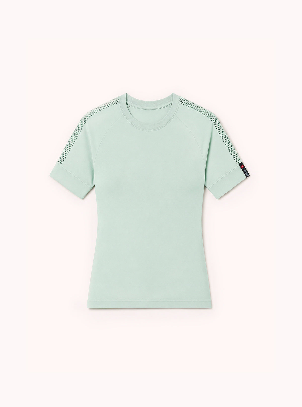 T-SHIRT DONNA INSERTO TRAFORATO VERDE ACQUA