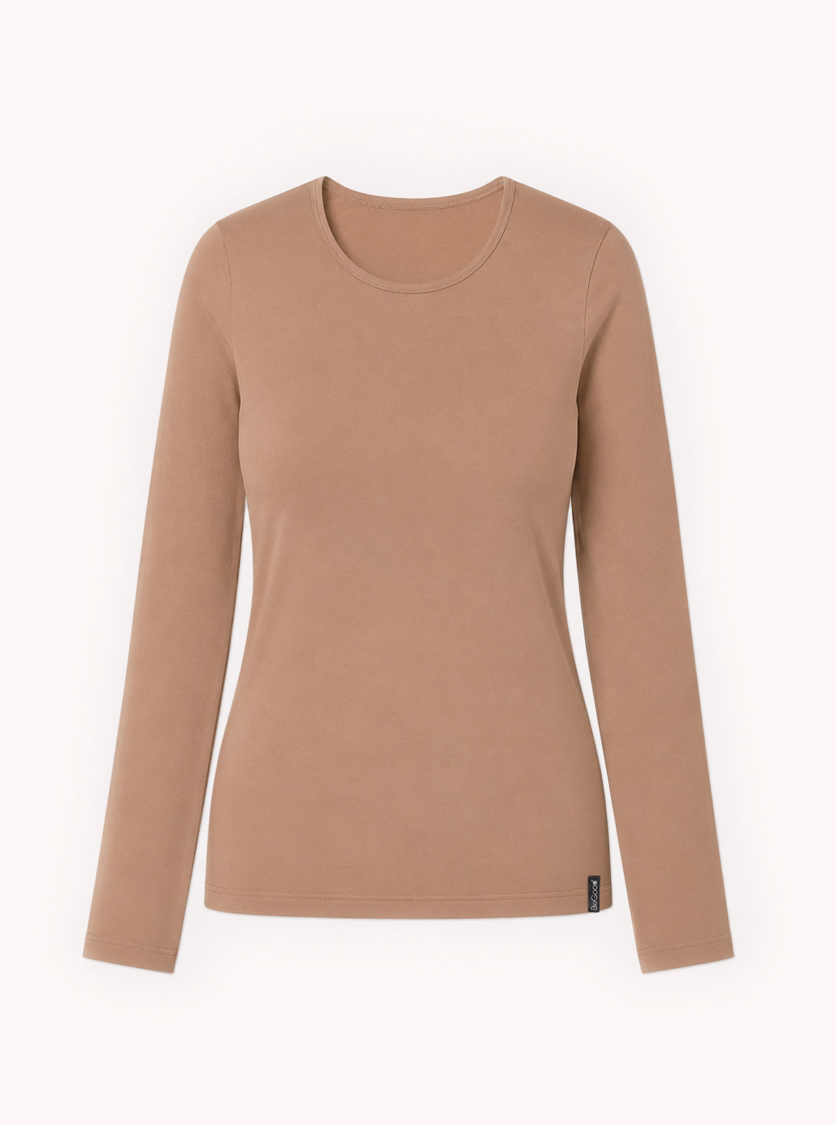 Maglia Girocollo a Manica Lunga Modellante - Glam Active Cuoio