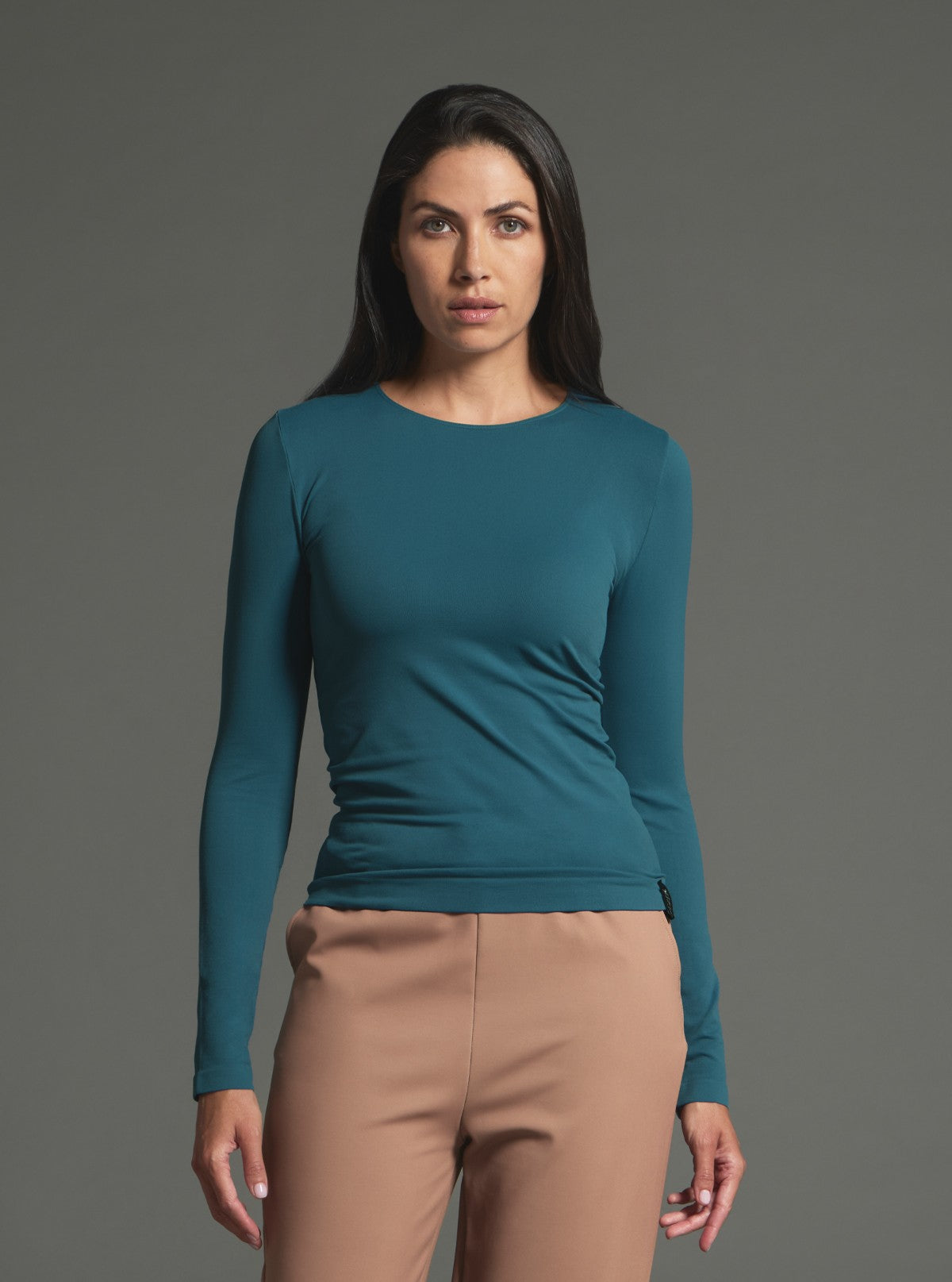 Modellierendes Langarmshirt mit Rundhalsausschnitt - Glam Active Indigo Blau