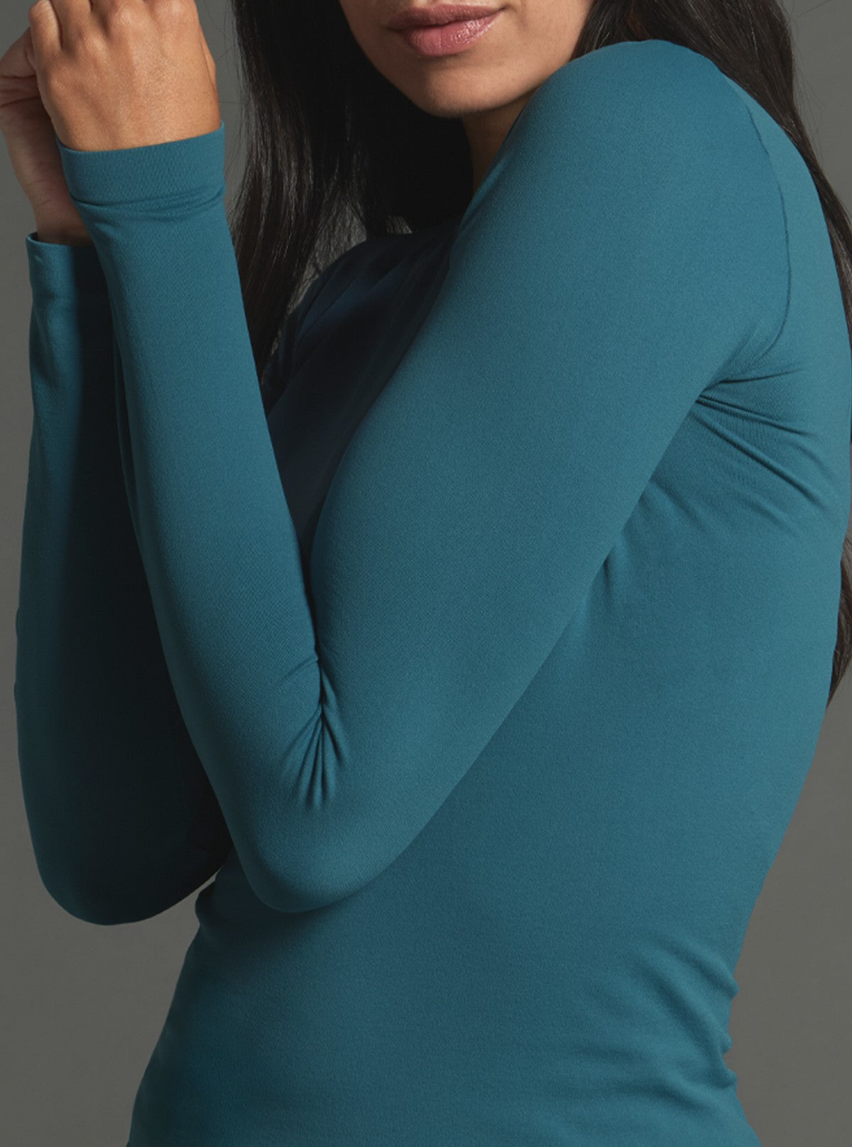 Modellierendes Langarmshirt mit Rundhalsausschnitt - Glam Active Indigo Blau