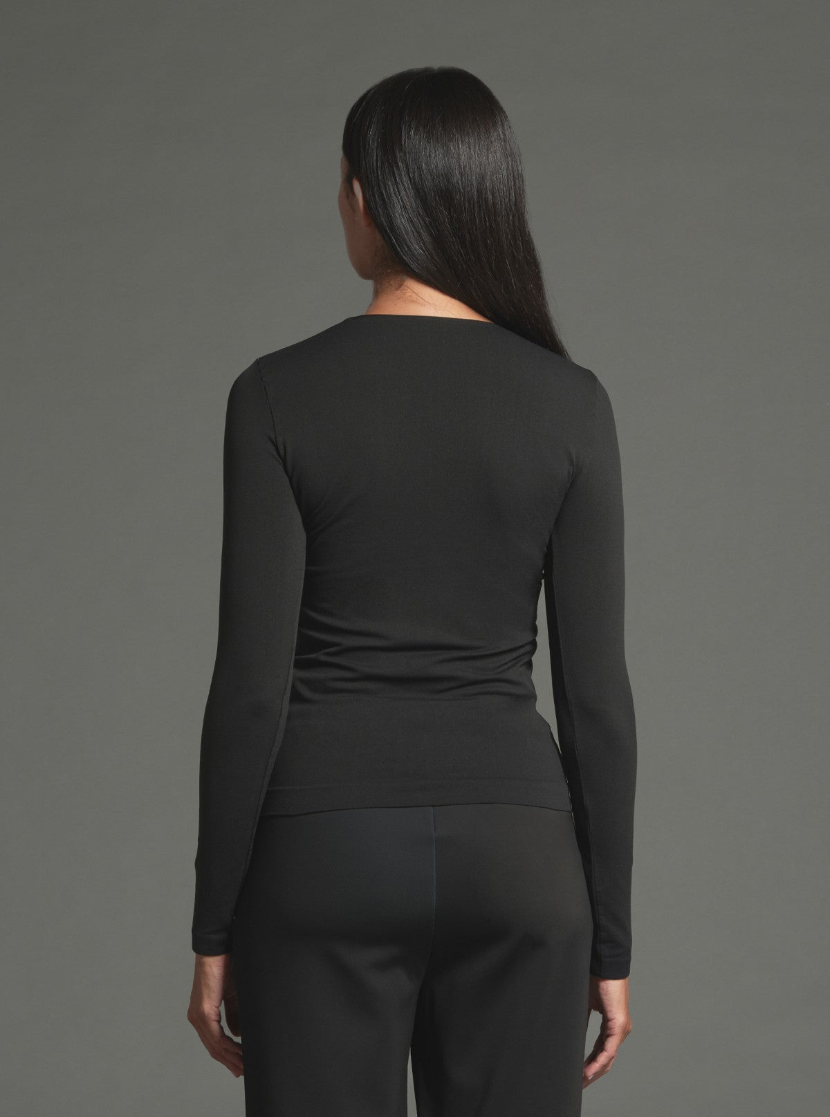 Maglia Girocollo a Manica Lunga Modellante - Glam Active Nero