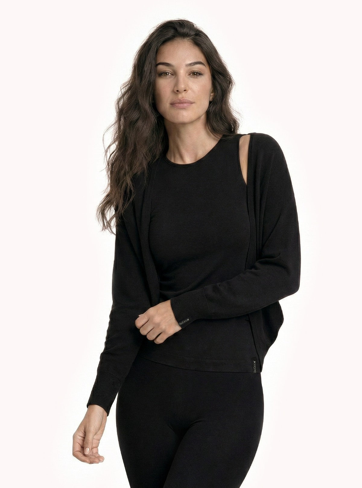 Coprispalle da donna in lana merino extra fine Nero