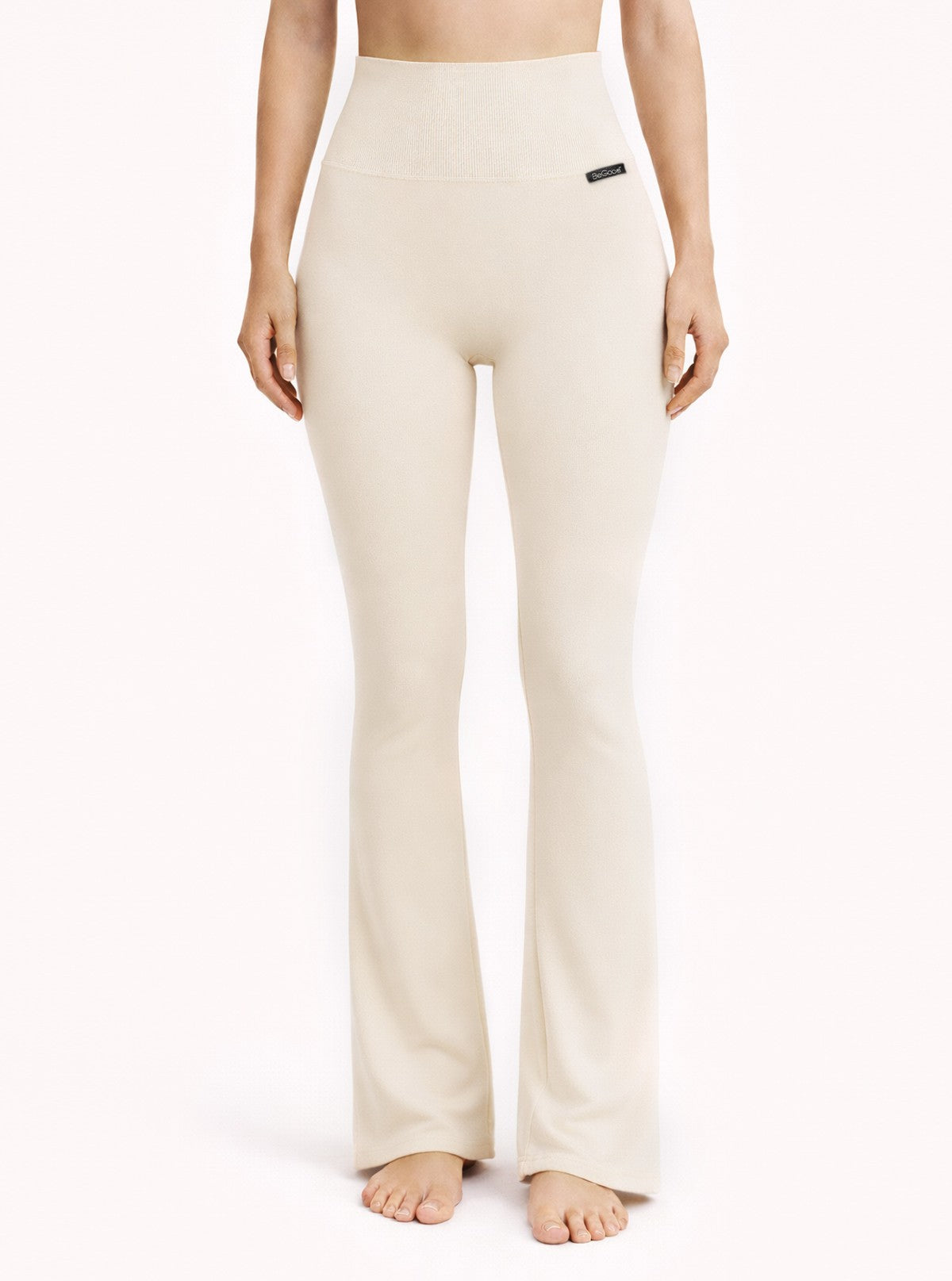 Cream shaping flared leggings