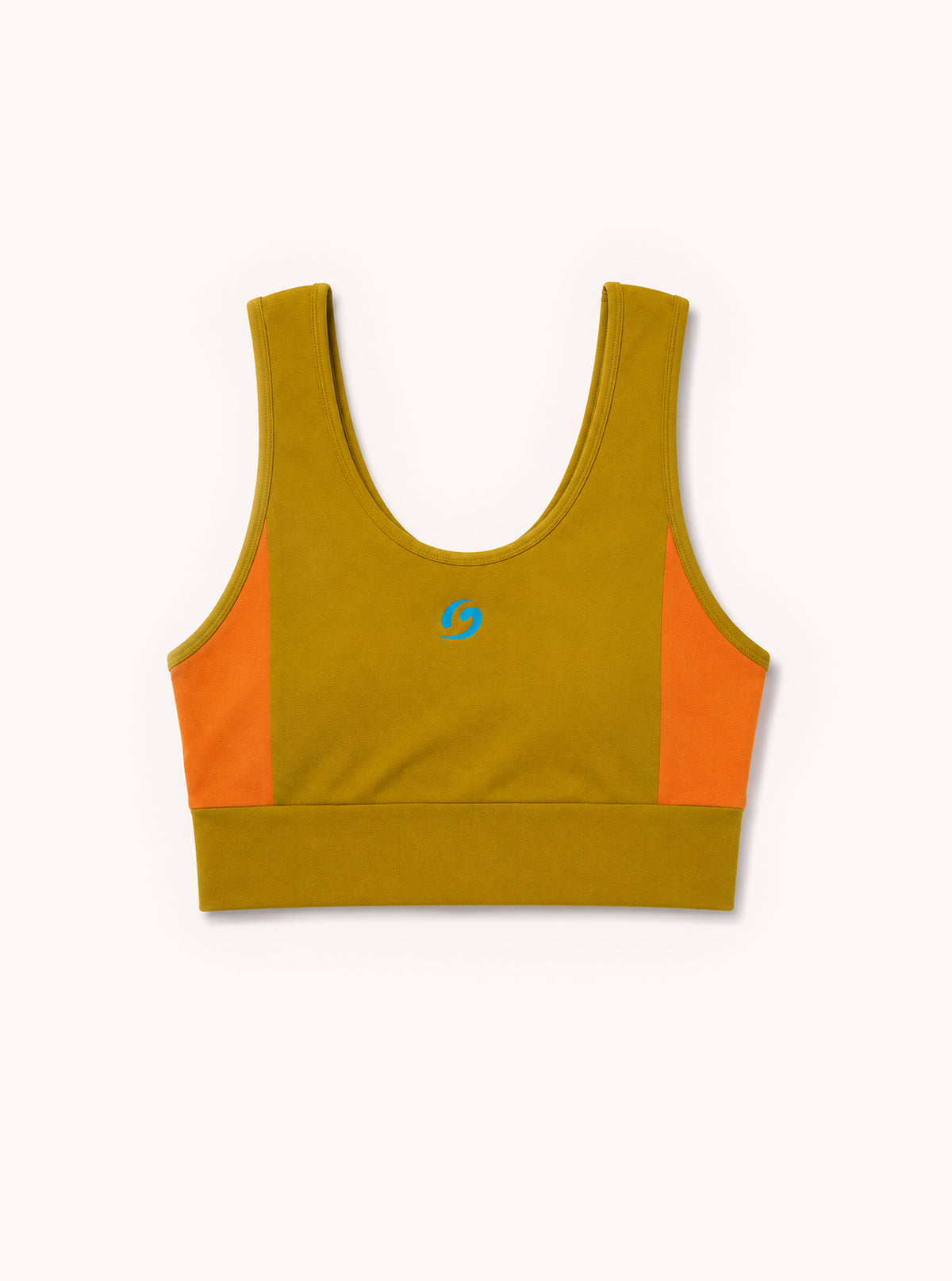 Double-Face Top mit senf-orange-blauen Bändern