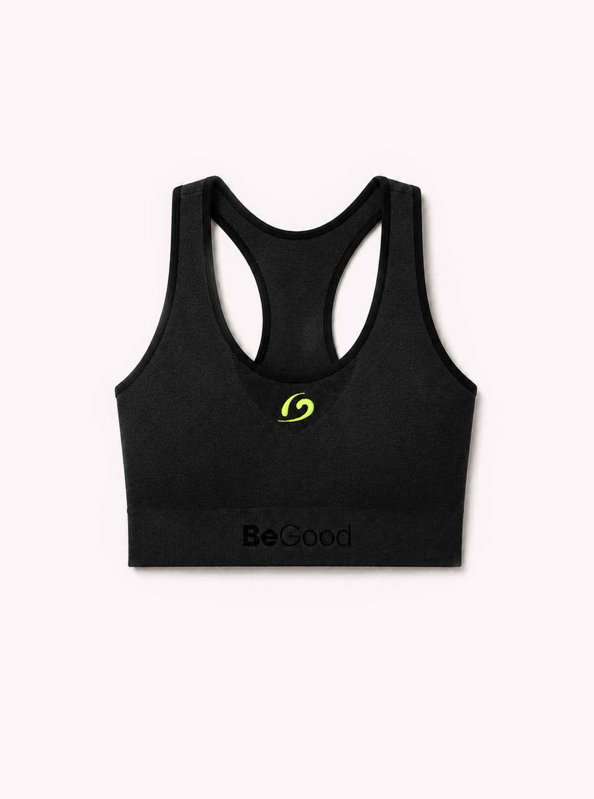 Blickdichtes Melange-Sportoberteil mit besticktem Logo Schwarz-Gelb