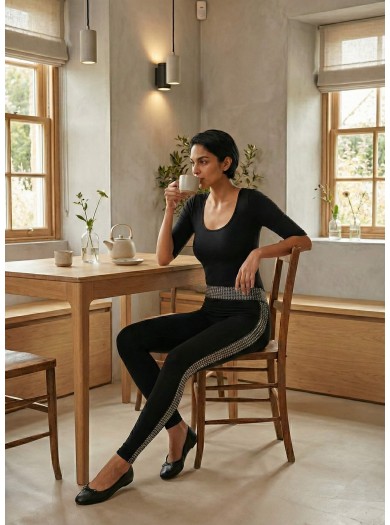 Super Slim Legging with Houndstooth Inserts