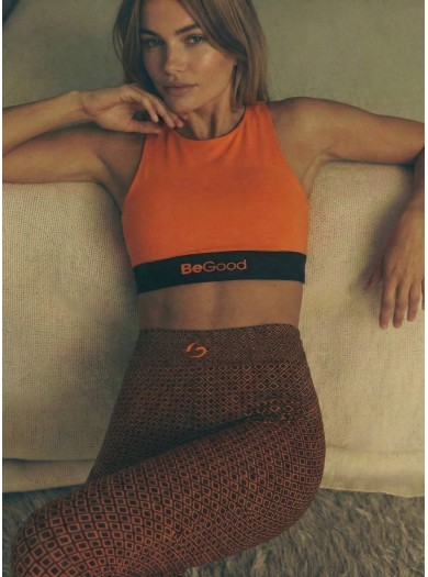 Leggings Superslim Motivo Cuadrado Negro-Naranja