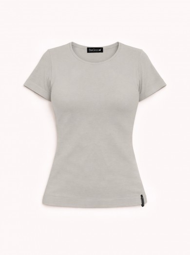 T-shirt femme à manches courtes et col rond Argent