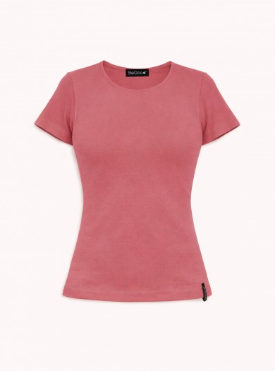 T-shirt femme à manches courtes et col rond Mauve