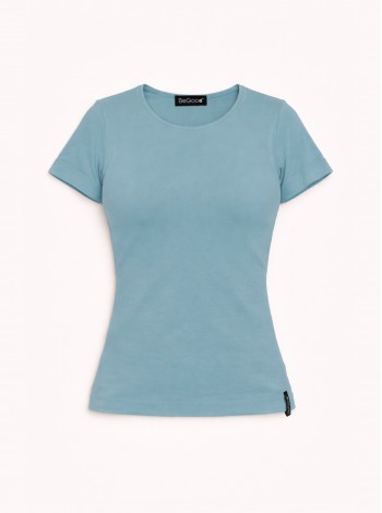 Maglia girocollo da donna a manica corta