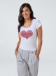 Camiseta con estampado de corazón adelgazante y hidratante