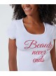 Maglietta Bianca con stampa «Beauty» snellente e idratante