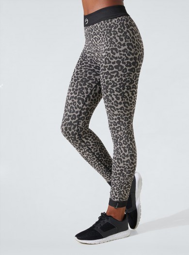 Legging Animalier maculato nero-beige effetto Snellente e Idratante