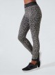 Schwarz-beige Leopard Animalier Legging mit schlank machender und feuchtigkeitsspendender Wirkung