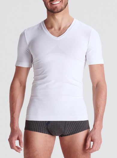 Camiseta Postural Blanca Hombre en Dermofibra® Cosmetics