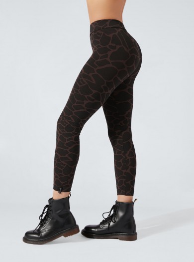 Legging Animalier Giraffato nero-marrone effetto snellente e idratante