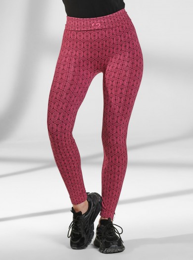 Legging Superslim à Motif Hexagonal Bordeaux-Fuchsia