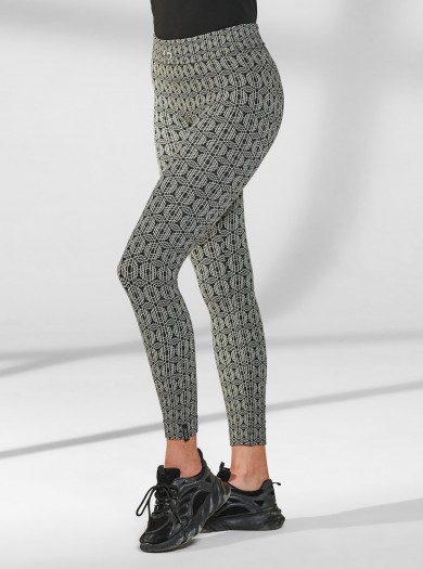 Legging Superslim à Motif Hexagonal Noir-Blanc