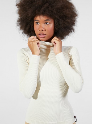 Ribbed Mock Turtleneck Creamy white