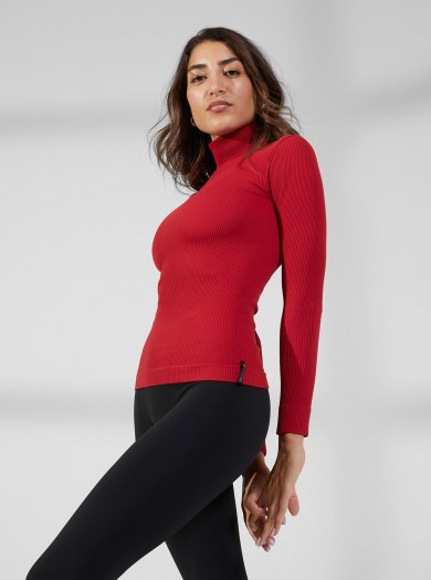 Jerséis de cuello alto acanalado Rojo