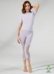 Set Yoga Lilla: T-Shirt + Legging Capri Slim con inserti traforati