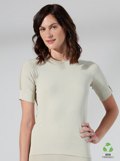 T-Shirt With Openwork Insert On Shoulder