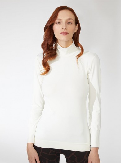 Pull à col roulé Amincissant Blanc crème