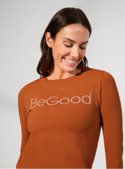 Crew Neck Long-Sleeve Top With Writing