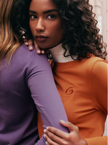 Crew Neck Long-Sleeve Top with Embroidered Logo