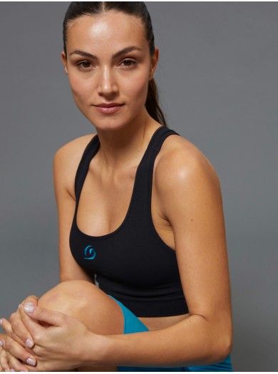 Opaque Melange Sports Bra with Embroidered Logo